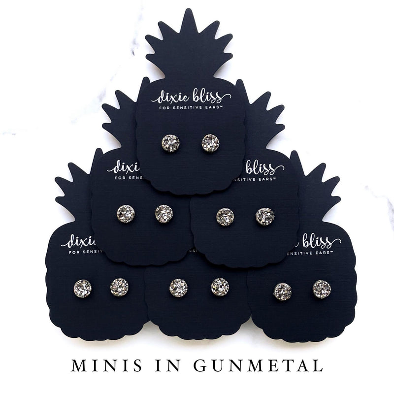 Minis in Gunmetal - Dixie Bliss - Single Stud Earrings