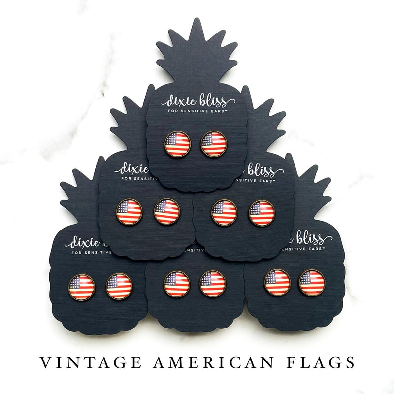 Vintage American Flags - Dixie Bliss - Single Stud Earrings