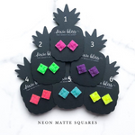 Neon Matte Sqaures Druzy - Dixie Bliss - Single Stud Earrings