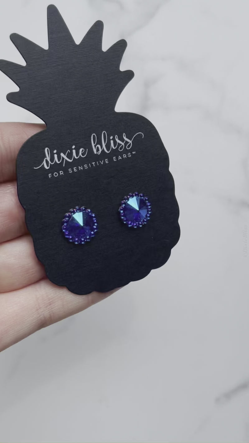 Captivating Gems in Royal Blue - Dixie Bliss - Single Stud Earrings