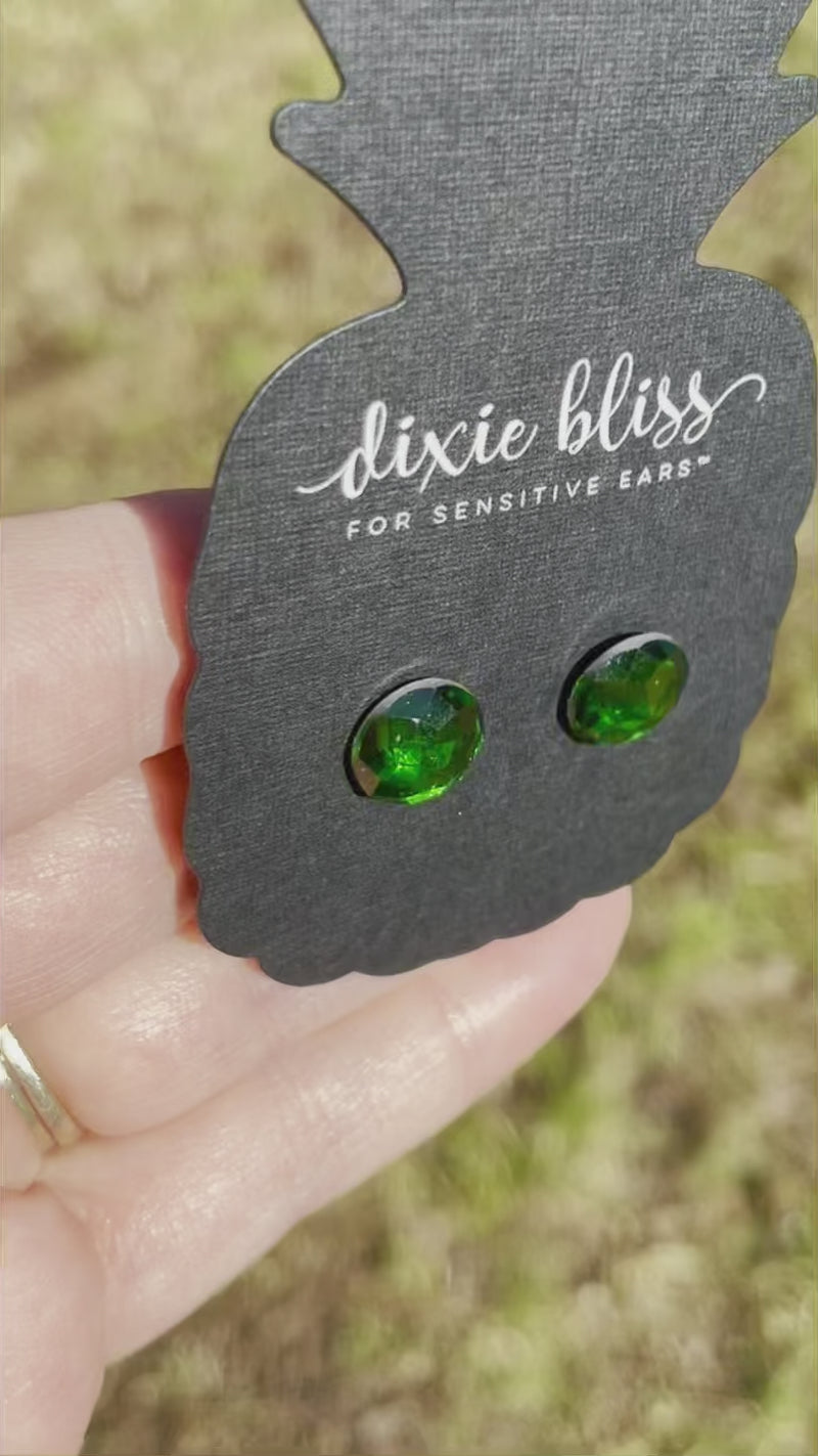 Emerald Rhinestones - Dixie Bliss - Single Stud Earrings