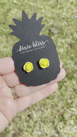 Druzy Roses in Sunshine Yellow - Dixie Bliss - Single Stud Earrings