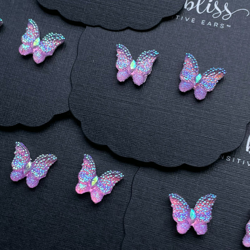 Majestic Butterflies in Wisteria - Dixie Bliss - Single Stud Earrings