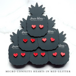 Micro Confetti Hearts in Red Glitter - Dixie Bliss - Single Stud Earrings