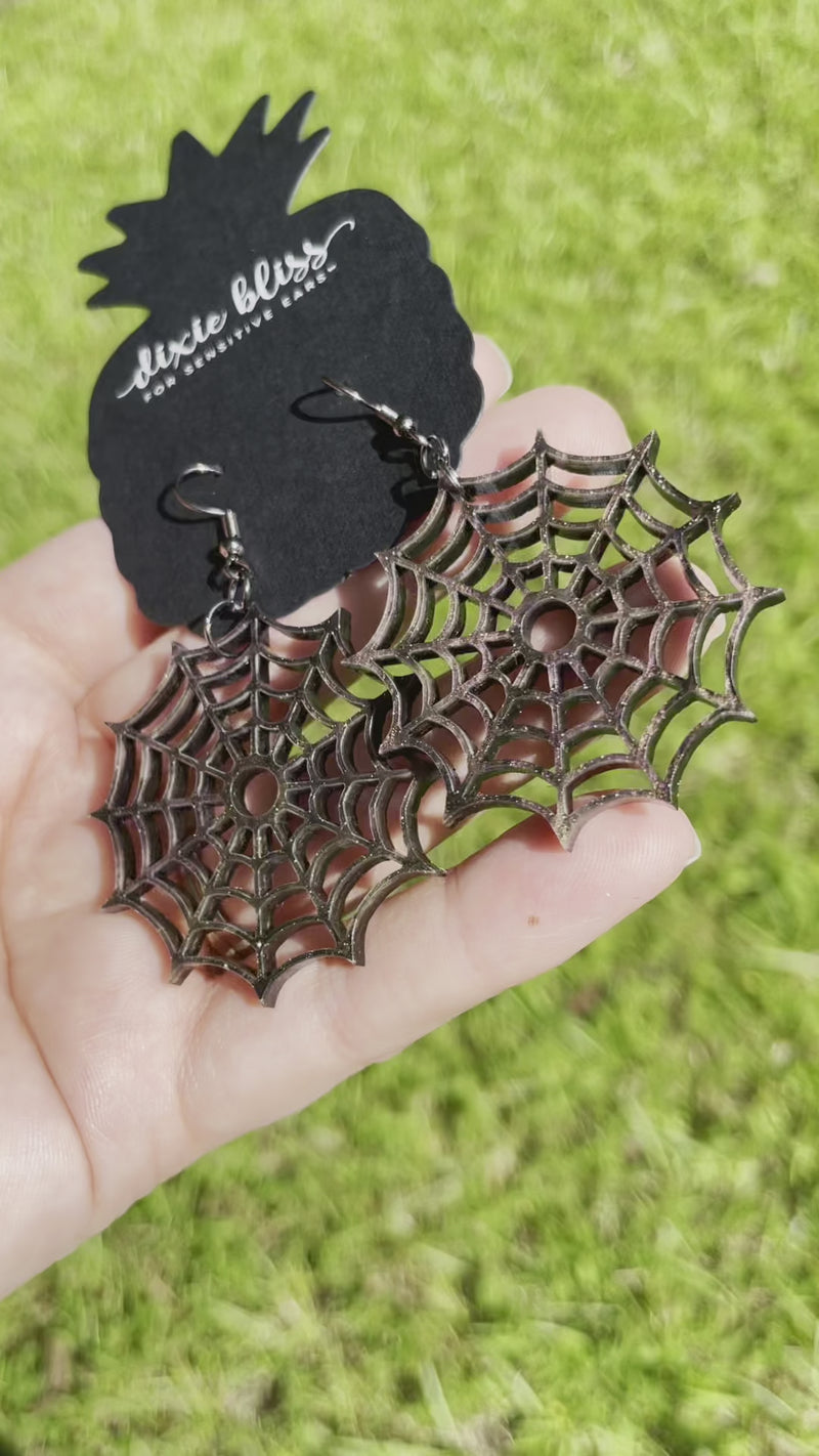 Spider Webs in Magic Mist - Dixie Bliss - Dangle Earrings