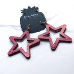 Retro outline stars in Ruby Metallic Glitter Acrylic - Dixie Bliss Luxuries
