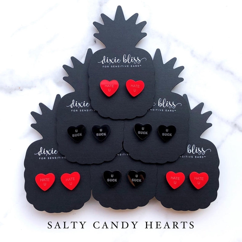 Candy Hearts - Salty Version - Dixie Bliss - Single Stud Earrings
