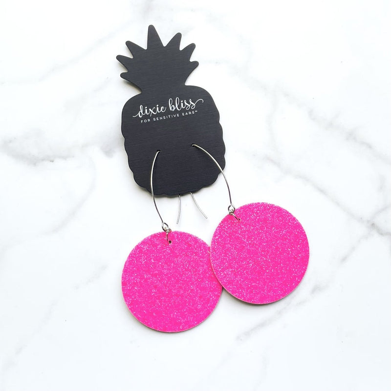 Vegas in Neon Pink Shimmer - Dixie Bliss - Dangle Earrings